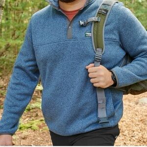 L.L.Bean Sweater, Fleece Pullover, Arctic Blue, Large